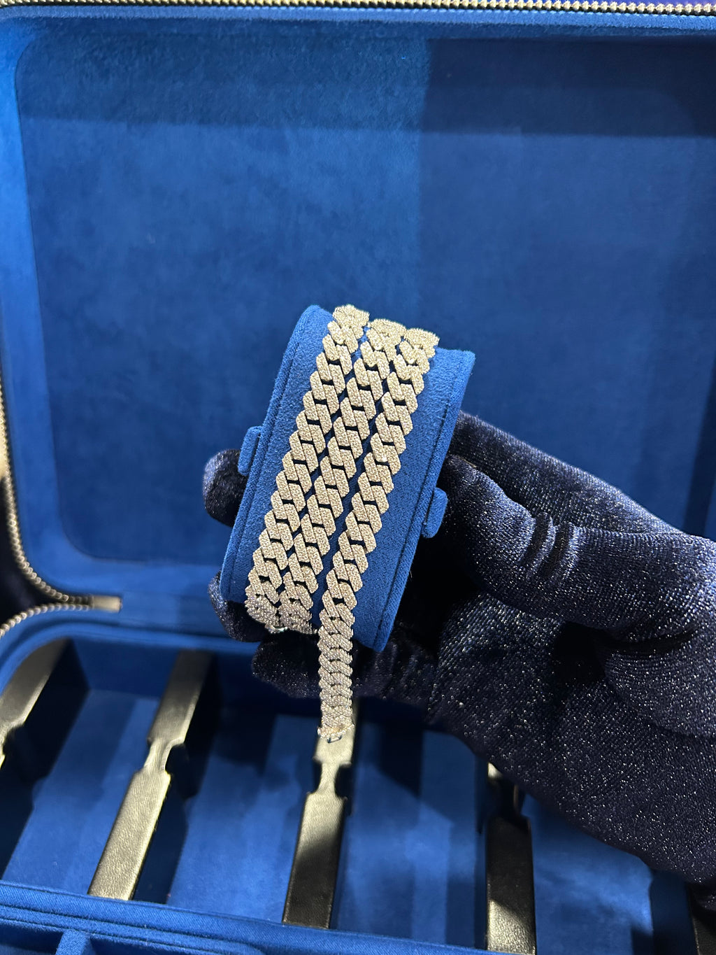 8MM CUBAN LINK CHAIN ICED OUT WITH VVS1 LAB CREATED MOISSANITE .925