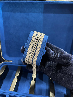 8MM CUBAN LINK CHAIN ICED OUT WITH VVS1 LAB CREATED MOISSANITE .925